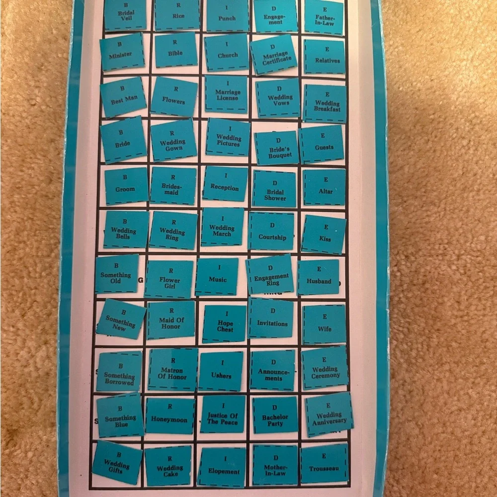 Bride Bingo Party Game - Vibrant Blue